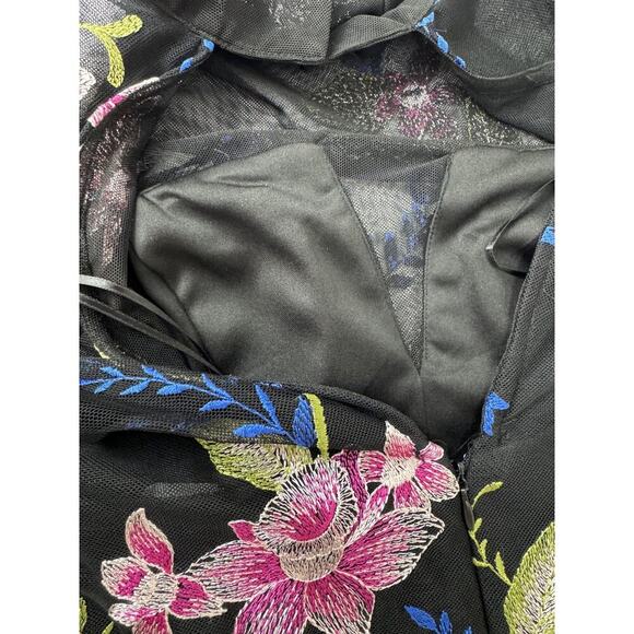 Whimsigoth Cottagecore Nicole Miller New York Embroidered Floral Dress Black 2 - Picture 16 of 16